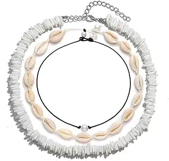 TIKCOOL Cowrie Shell Necklace for Women Seashell Choker Necklace Set Puka Shell Necklace for Summer