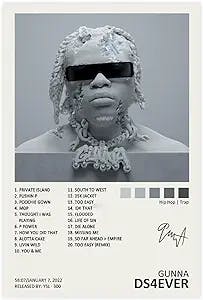 YEZLH Gunna Poster Ds4ever Music Album Cover Signed Limited Poster Canvas Poster Bedroom Decor Sports Landscape Office Room Decor Gift Unframe:12x18inch(30x45cm)