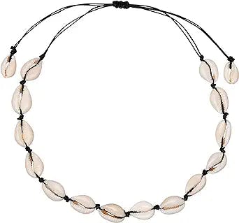 UPSERA Seashell Necklace Summer Jewelry – Modern Choker Necklace for Women – Natural Cowrie Shells and Premium Rope – Adjustable Length Beach Necklaces for Men and Women