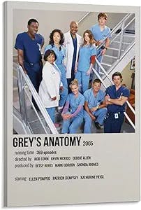 BLUDUG Grey's Anatomy TV Series Posters Minimalist Poster Posters for Room Aesthetic 90s (5) Canvas Painting Wall Art Poster for Bedroom Living Room Decor24x36inch(60x90cm)
