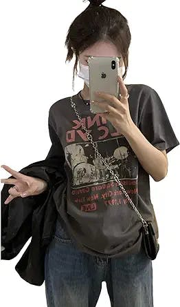 Gothic Alphabet Print Short-Sleeved T-Shirt Abstract Rock Fashion Loose Street Trend Personality Cool Harajuku