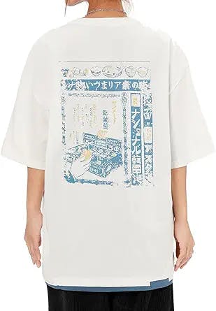 Vamtac Harajuku Graphic Tee Jananese Vintage Tee Shirt Casual Aesthetic Oversized T-Shirt Streetwear Tops Unisex