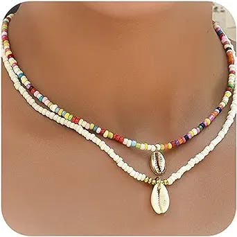 choice of all Shell Necklace for Women Seashell Necklace Beaded Ocean Shell Choker Set Seed Necklace Seashell Surfer Necklaces Puka Necklace for Women Girls