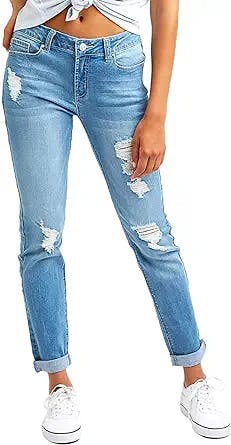 Resfeber Women's Ripped Boyfriend Jeans Stretch Jeans