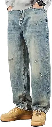 Men's Premium Relaxed Fit Straight Leg Jeans: The Perfect Y2K Grunge Staple