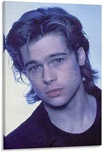 BLUDUG Celebrity Poster Brad Pitt 90s Vintage Poster (6) Canvas Painting Posters And Prints Wall Art Pictures for Living Room Bedroom Decor 24x36inch(60x90cm)