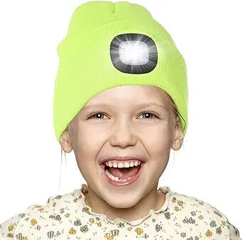 Tutuko Unisex LED Beanie with Light for Kids, Winter Knitted Hat for Boys Girls