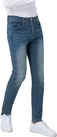 Y2K Lookin' Fresh: Plaid&Plain Men's Slim Fit Jeans Tapered Jeans