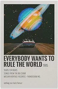 SKUN9DUFRB EVERYBOOY Wants to Rule the World 1985 Tears for Fears Canvas Po