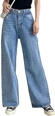 HDLTE Women Ripped Boyfriends Jeans Distressed High Waist Baggy Denim Pants Wide Leg Straight Trousers Y2k Streetwear Pants…