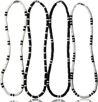Native Treasure - Mens/Womens Affordable 4 Pack Puka Shell and Coco Bead Surfer Necklaces - 5mm (3/16")