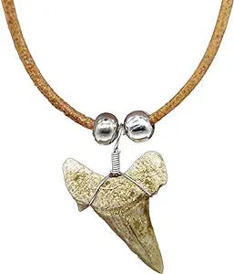 FROG SAC Natural Shark Tooth Necklace for Boys, Genuine Fossil Shark Teeth Jewelry for Men, Cool Beach Necklaces for Teen Girls, Beachy Surfer Necklace for Women