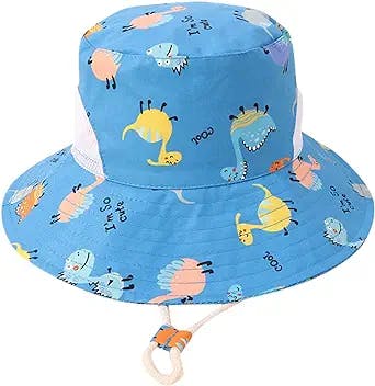 Baby Girl Sun Hat with UPF 50+ Outdoor Adjustable Turn Up Brim Straw Crochet Summer Bucket Hat Wide Headwraps