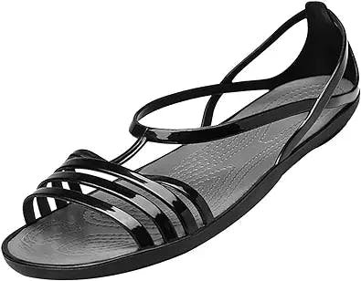 BlackeEight Women's Crystal Jelly Flat Sandals,2023 New Fashion Summer Open Toe Multicolor Four Straps Non-slip Softsole Low-top Slip on Casual Sheer Shoes