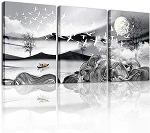 Canvas Wall Art For Living Room Family Wall Decorations For Bedroom Bathroom Wall Decor Black And White Landscape Paintings 3 Piece Wall Pictures Artwork Modern Canvas Art Prints Kitchen Home Decor