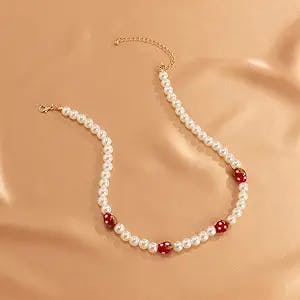 Oyalma Y2K Pearl Fruit Beads Choker Necklace For Women Fashion Charms Beaded Chain Necklaces On The Neck Boho Jewelry 2021 Collar - White