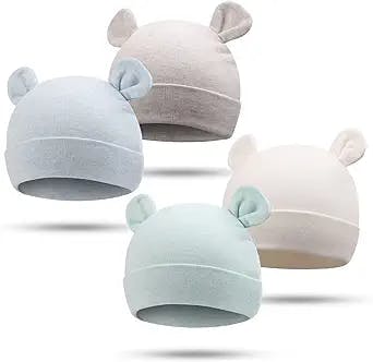 Bamery Newborn Baby Girls Hospital Hat Thick Cute Bear Ear Cotton Baby Boy Beanie for 0-6Months