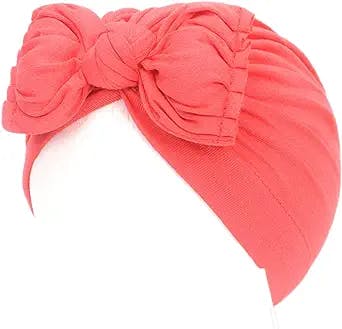 HINGTAT Stretchy Turban Hats Knotted Bow Caps Beanies Bonnets Headwraps Hair Accessories for Baby Girls Newborns Infants
