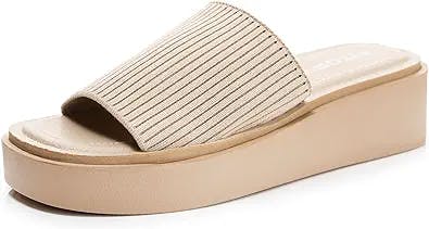 FITORY Women's Knit Platform Sandals Comfort Wedge Slides Slippers for Summer Size 6-11
