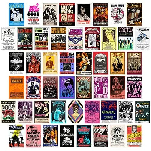 Rock Band Posters, Retro Music Concert Album Photo Wall Aesthetic Pictures, Vintage Room Decor, Band Posters, Vintage Rock Wall Collage Kit