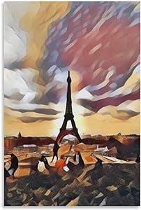 Vintage Paris Eiffel Tower Room Aesthetic Painting Poster Cuadros Para DormitoriosPosters for Room Aesthetic 90s Famous Oil Paintings Reproduction Modern Print Artwork Canvas Wall Art for Home Office