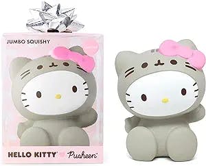 Hamee Hello Kitty ♡ Pusheen Limited Edition Slow Rising Cute Jumbo Squishy Toy (Bread Scented) [Birthday Gifts, Party Favors, Gift Basket Filler, Stress Relief Toys] – Hello Kitty in Pusheen Costume