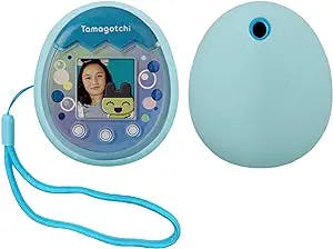 xcivi Silicone Cover and Lanyard for Tamagotchi Pix Virtual Interactive Pet Game Machine, Silicone Shell Compatible with New Tamagotchi PIX (Blue)
