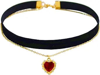 MOMOCAT 14K gold plated red heart pendant black velvet choker necklace for women 90s chocker vampire chokers cute chockers necklaces jewelry layered choker necklace for women teen girls