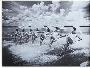 Waterski Girl Black and White Photography Vintage Art Poster 90s Room Aesthetic Canvas Wall Art Prints for Wall Decor Room Decor Bedroom Decor Gifts 8x10inch(20x26cm) Unframe-Style