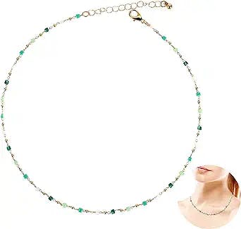 Vin Beauty Boho Green Beaded Necklaces - The Ultimate Y2K Accessory!