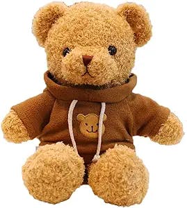 Souriant Teddy Bears, Soft Plush Stuffed Animal with Coffee Hoodie, Miguel,Small