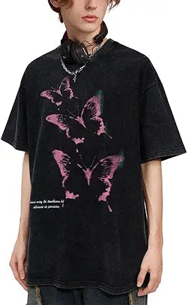 Aelfric Eden Butterfly T Shirt Short Sleeve Graphic Streetwear Vintage Oversized Tee Y2k Aesthetic Unisex Summer Tops
