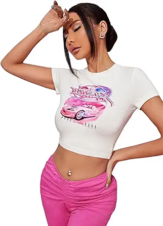 SOLY HUX Women's Y2K Graphic Crop Top: A Sexy, Cute Tee for Your 2000s Look