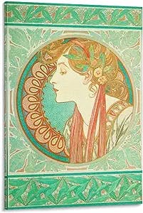 Aesthetic Posters Mucha Art Painting 90s Posters Minimalist Poster Wall Art Paintings Canvas Wall Decor Home Decor Living Room Decor Aesthetic 24x36inch(60x90cm) Frame-Style