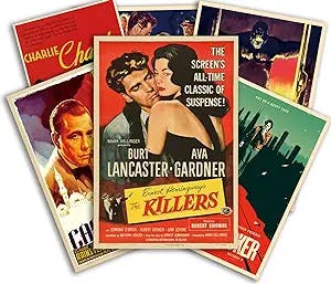 TYZZHOA Vintage Movie Posters for Theater Room Decor, 18x12 Inch Retro Room Aesthetic 80s 90s Posters, Dorm Room Decor, 6PCS Film Room Decor Posters