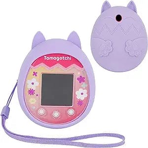 RHCOM Virtual Pet Game Machine Silicone Case Compatible with Tamagotchi Pix with Hand Strap. (Purple)