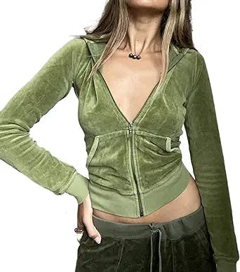 KMBANGI Zip Up Crop Hoodies for Women Vintage Graphic Hooded Pullover Y2k Oversized Drawstring Sweatshirt Jacket with Pockets