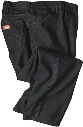 Dickies Occupational Workwear C993RBK Denim Cotton Regular Fit Men's Industrial Jean with Straight Leg, Black