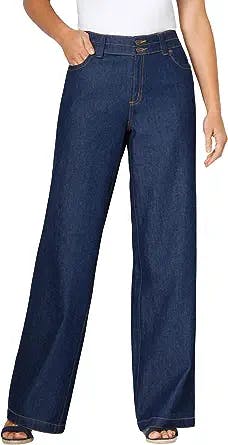 Woman Within Women's Plus Size Wide Leg Cotton Jean