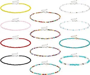 Hicarer 12 Pieces Boho Seed Bead Choker Necklace: Add Some Color to Your Su