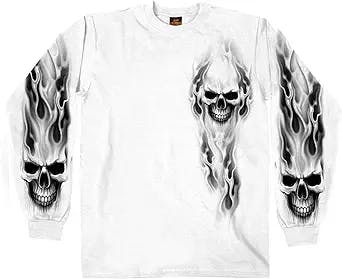 Hot Leathers Men's Ghost Skull Long Sleeve Shirt: A Spooky Addition to Your