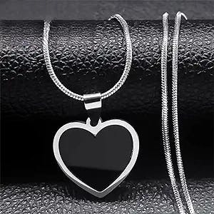 Aesthetic Heart Choker Necklaces for Women Girl Stainless Steel Black Color Pendant Necklace Y2K Grunge Jewelry