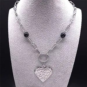 Hip Hop Love Heart Choker Necklace for Women Stainless Steel Silver Color Chain Necklaces Y2K Jewelry Collares Aesthetic