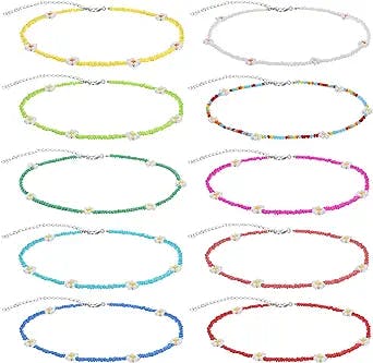 Y2K Look Review: Hicarer 10 Pieces Bohemian Seed Bead Choker Necklaces - "C