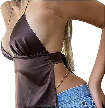 Tie-Knot Your Top and Party Like It's Y2K: A Sexy Women Deep V Neck Halter 