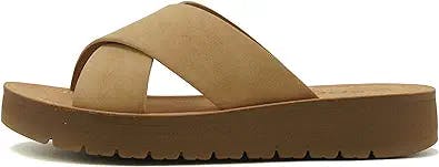 Soda LUCY ~ Women Open Toe Flatform Platform Crisscross Band Upper Fashion Slide Sandals