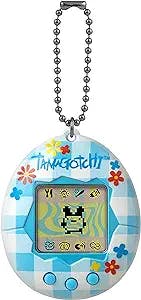 Tamagotchi 42880 Bandai, Gen 2, Flower Gingham Shell with Chain-The Original Virtual Reality Pet, Multicolor