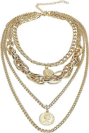 Gold Layered Chain Necklace for Women: The Retro Coin Pendant of Your Dream