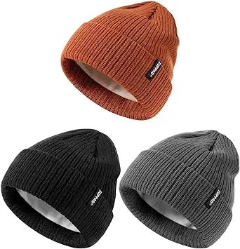 ZUPPAD Baby Beanie Hat 3 Packs Toddler Girls Boys, Baby Hats Winter Warm Knitted Thermal with Fleece Lining, Kids Winter Hat