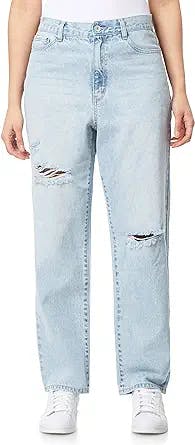WallFlower Women's Boyfriend Straight Denim High-Rise Insta Classic Juniors Jeans
